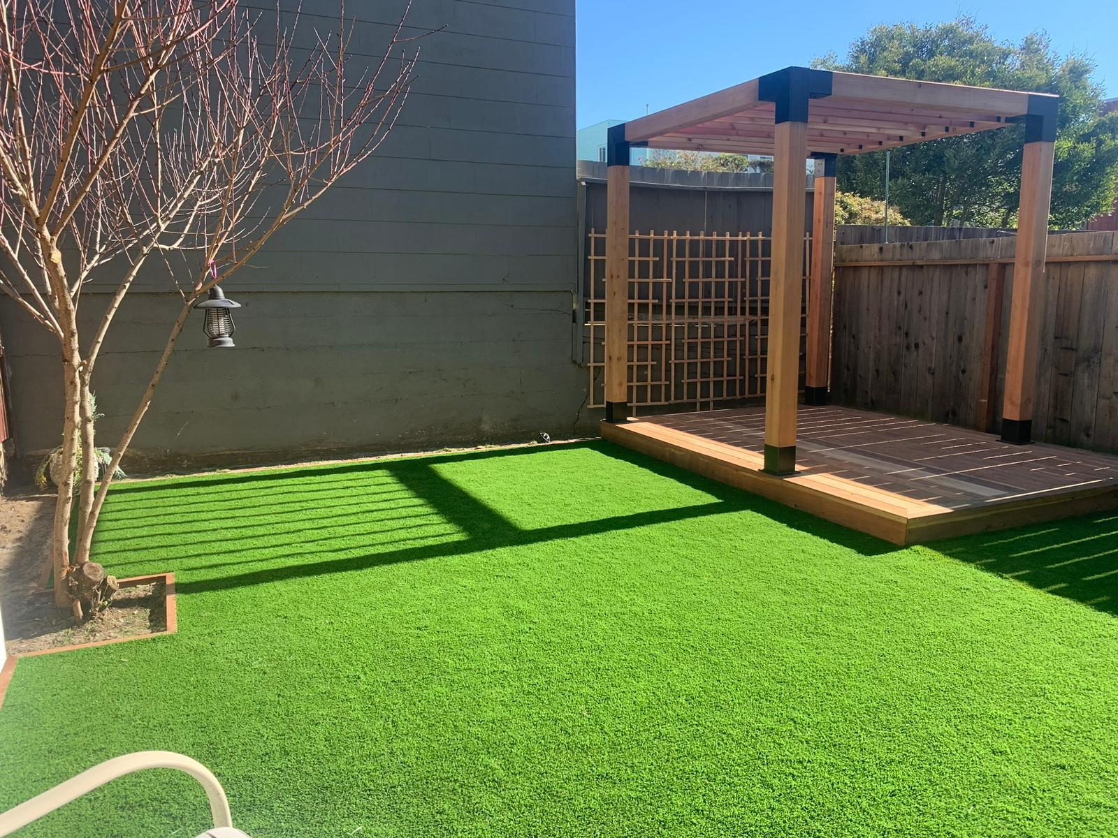 Artificial turf, Deck and pergola