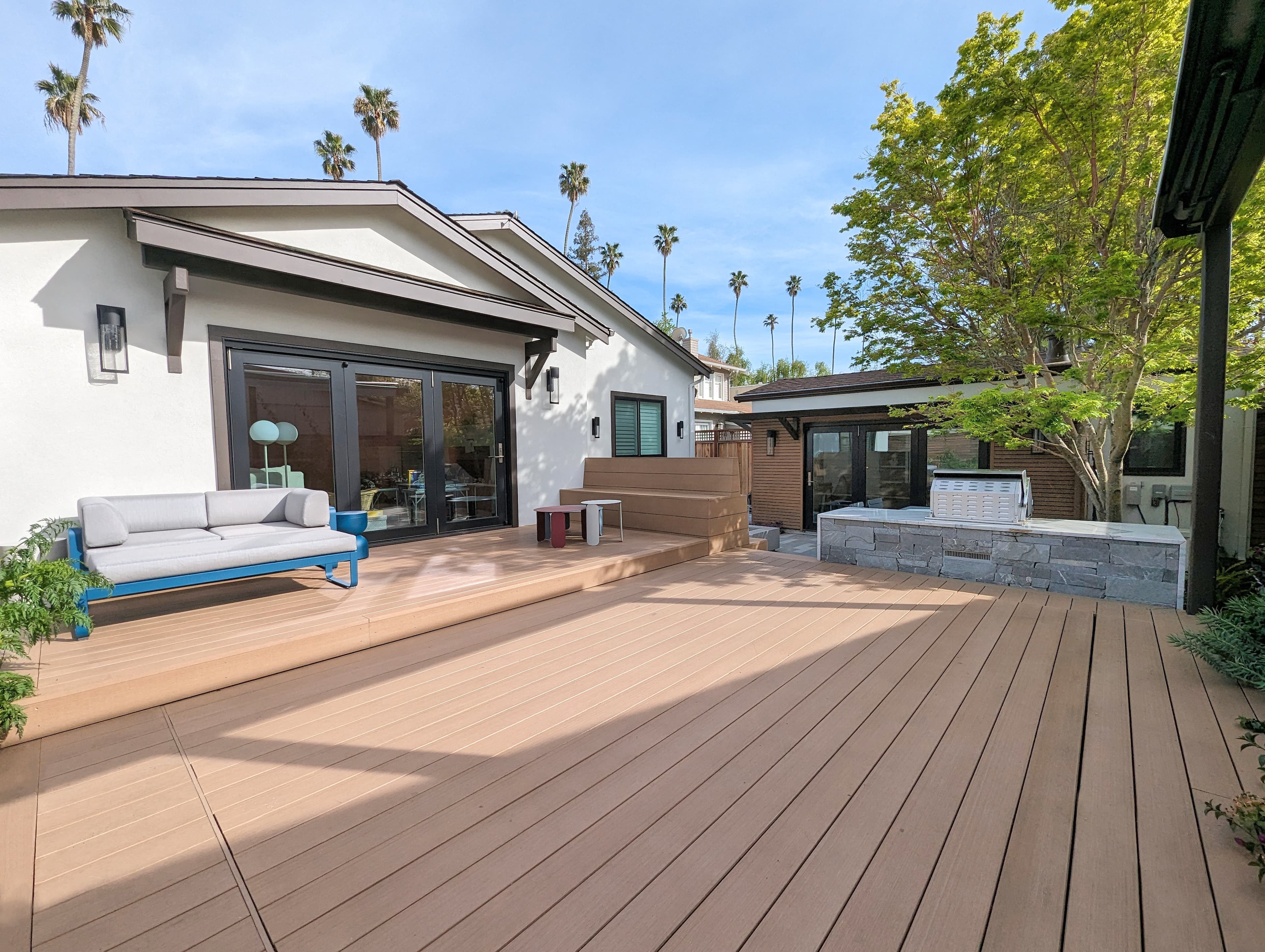 Composite deck, outdoor kitchen